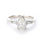 14K White Gold Pear-Cut Natural Diamond Engagement Ring