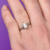 14K White Gold Pear-Cut Natural Diamond Engagement Ring