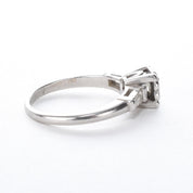 Platinum Brilliant Cut Diamond Two-Baguette Engagement Ring