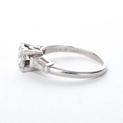 Platinum Brilliant Cut Diamond Two-Baguette Engagement Ring