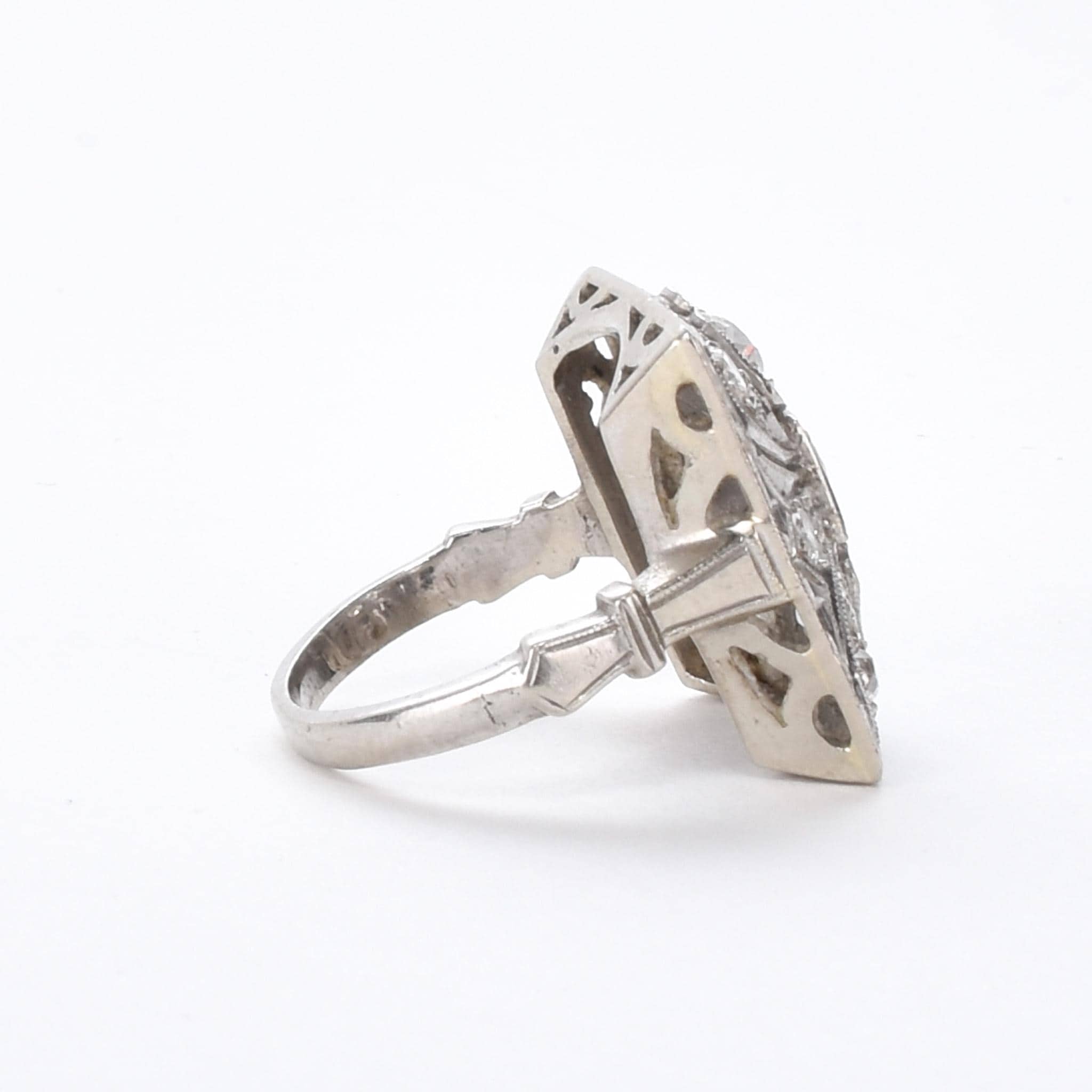 Antique 14K Gold and Old European Cut Diamond Art Deco Ring