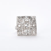 Antique 14K Gold and Old European Cut Diamond Art Deco Ring