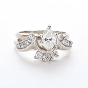 1980's 14K Gold Natural Marquise Diamond Engagement Ring