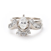 1980's 14K Gold Natural Marquise Diamond Engagement Ring