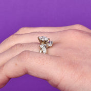 1980's 14K Gold Natural Marquise Diamond Engagement Ring