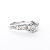 Platinum Natural .70 CT Round Cut Carved Engagement Ring