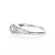 Platinum Natural .70 CT Round Cut Carved Engagement Ring