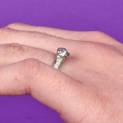 Platinum Natural .70 CT Round Cut Carved Engagement Ring