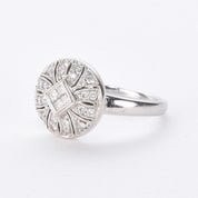18K White Gold Cluster Diamond Art Deco Ring