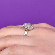 18K White Gold Cluster Diamond Art Deco Ring