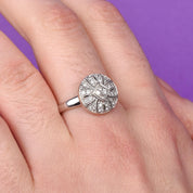 18K White Gold Cluster Diamond Art Deco Ring