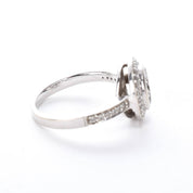 14K White Gold Diamond Cluster Halo Ring
