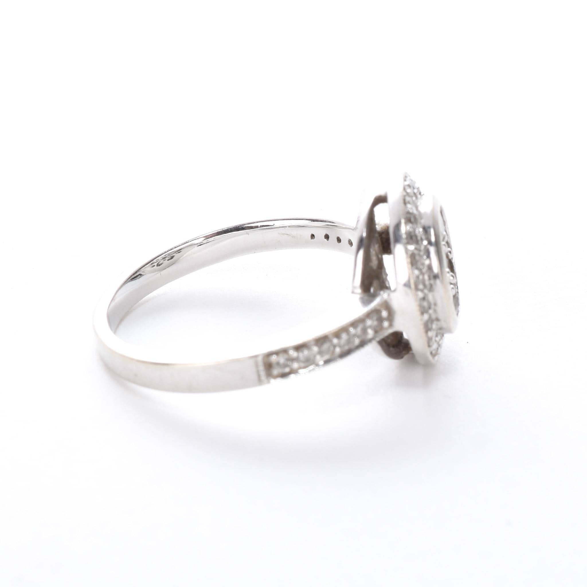 14K White Gold Diamond Cluster Halo Ring