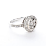 14K White Gold Diamond Cluster Halo Ring