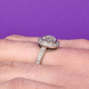 14K White Gold Diamond Cluster Halo Ring