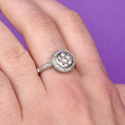 14K White Gold Diamond Cluster Halo Ring
