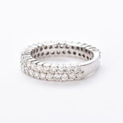 14K White Gold Two-Row Natural Diamond Ring