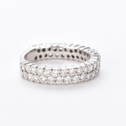 14K White Gold Two-Row Natural Diamond Ring