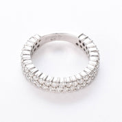 14K White Gold Two-Row Natural Diamond Ring