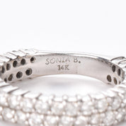 14K White Gold Two-Row Natural Diamond Ring