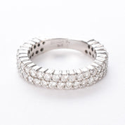 14K White Gold Two-Row Natural Diamond Ring