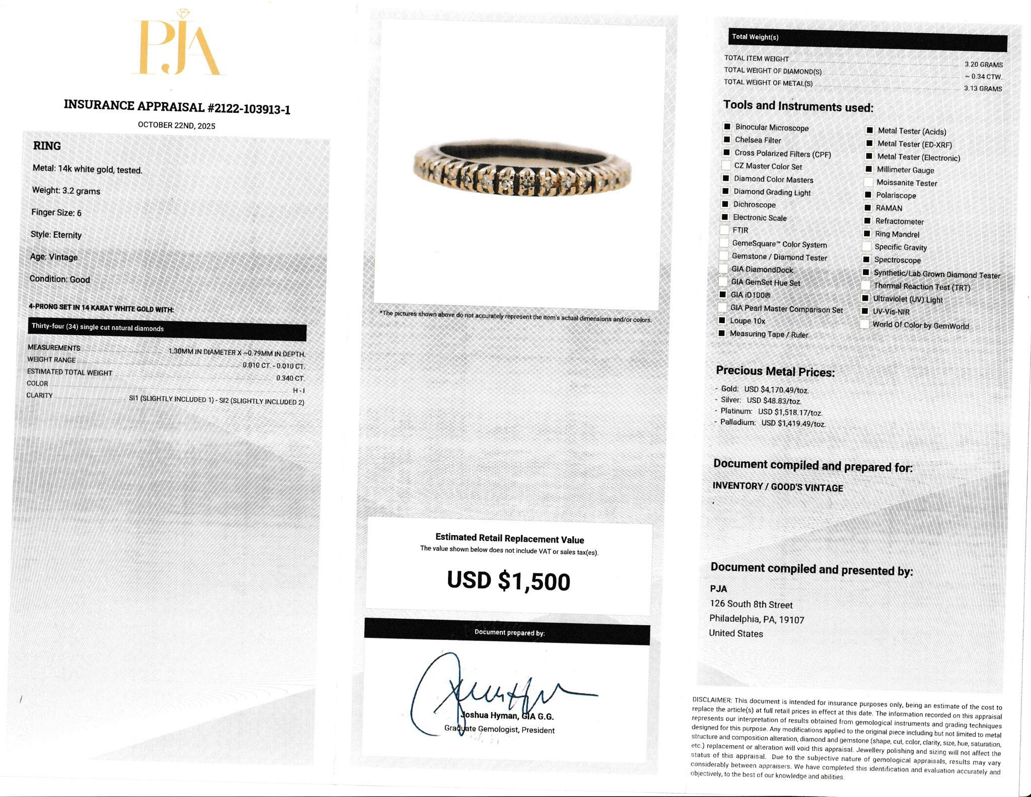 14K White Gold Thirty-Four Diamond Eternity Band