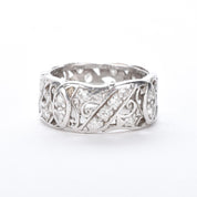 Platinum Thirty-Two Diamond Carved Eternity Band