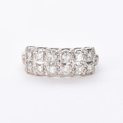 14K White Gold Two-Row Natural Diamond Band