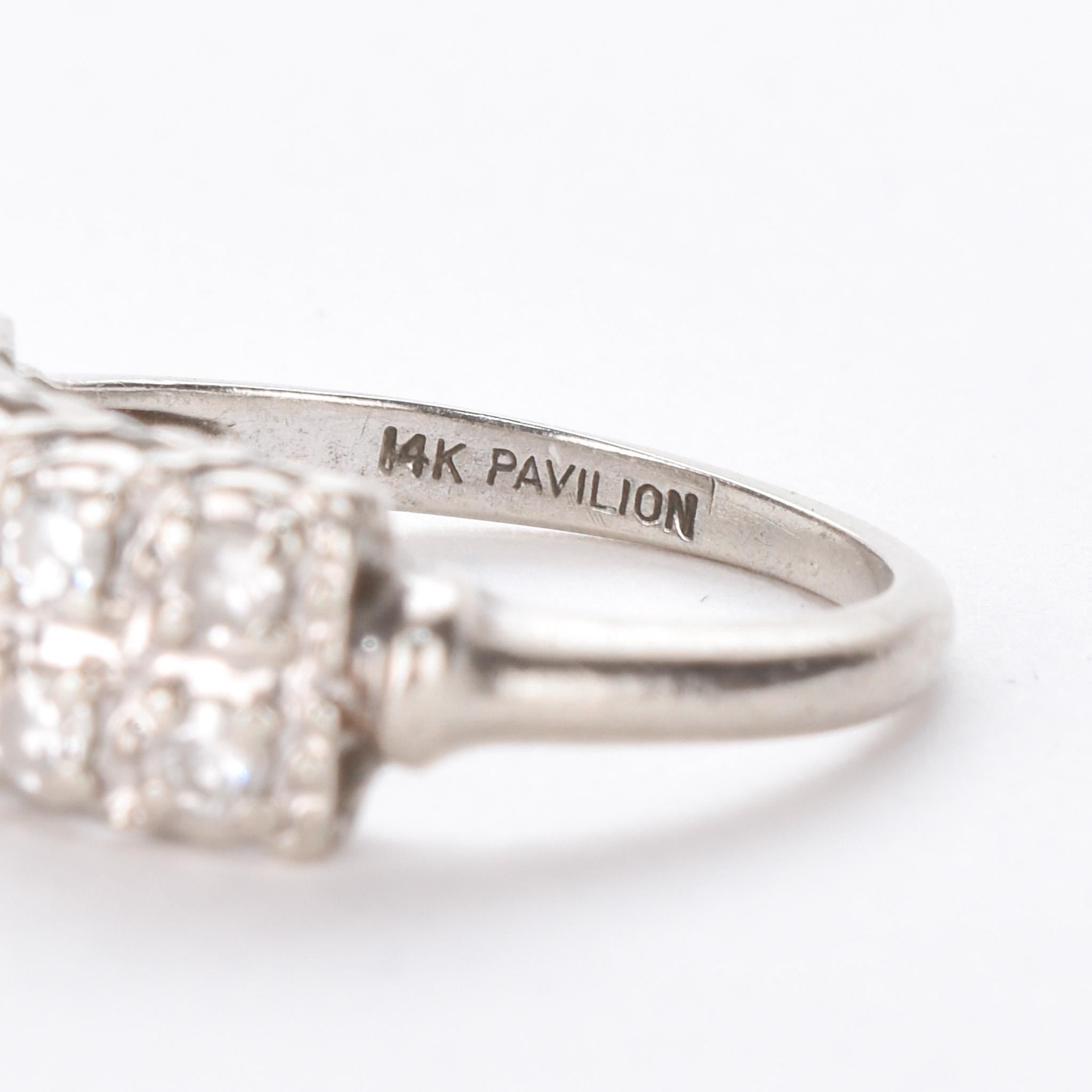 14K White Gold Two-Row Natural Diamond Band