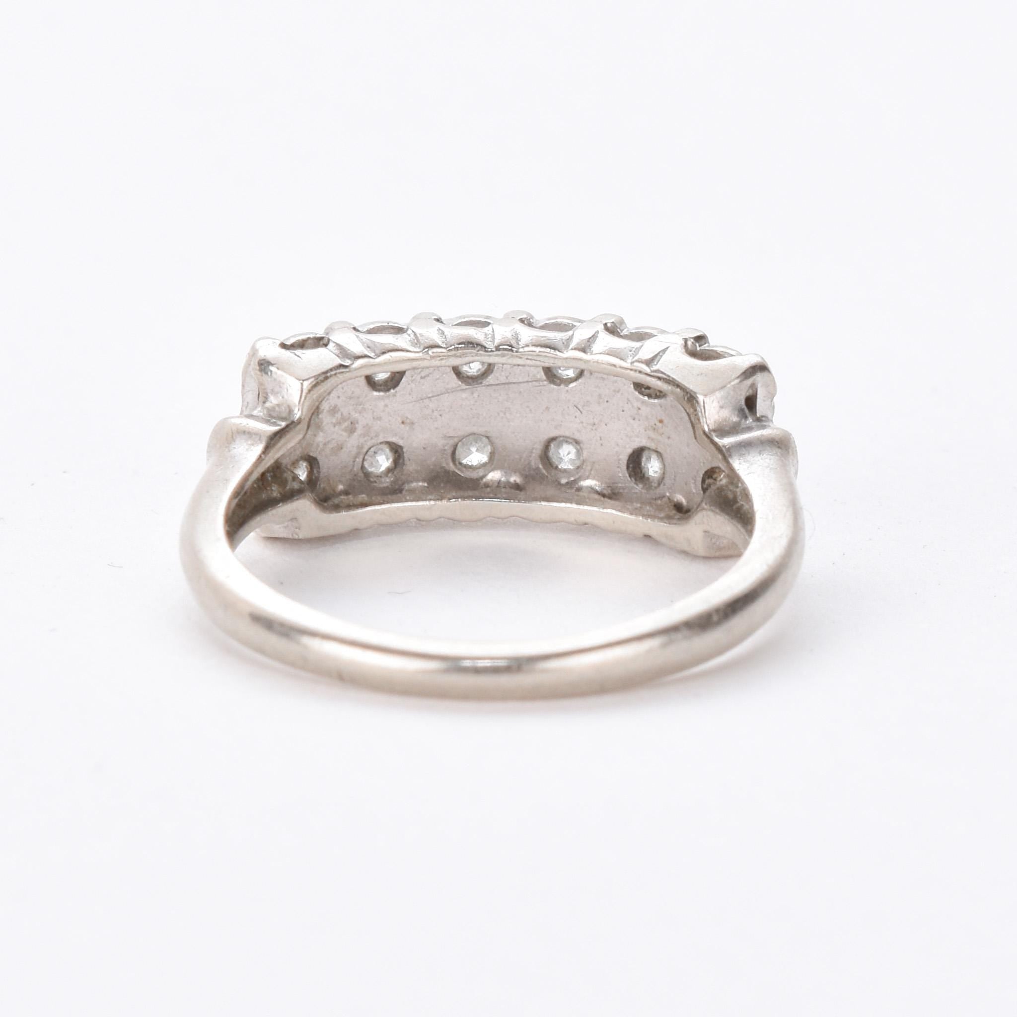 14K White Gold Two-Row Natural Diamond Band