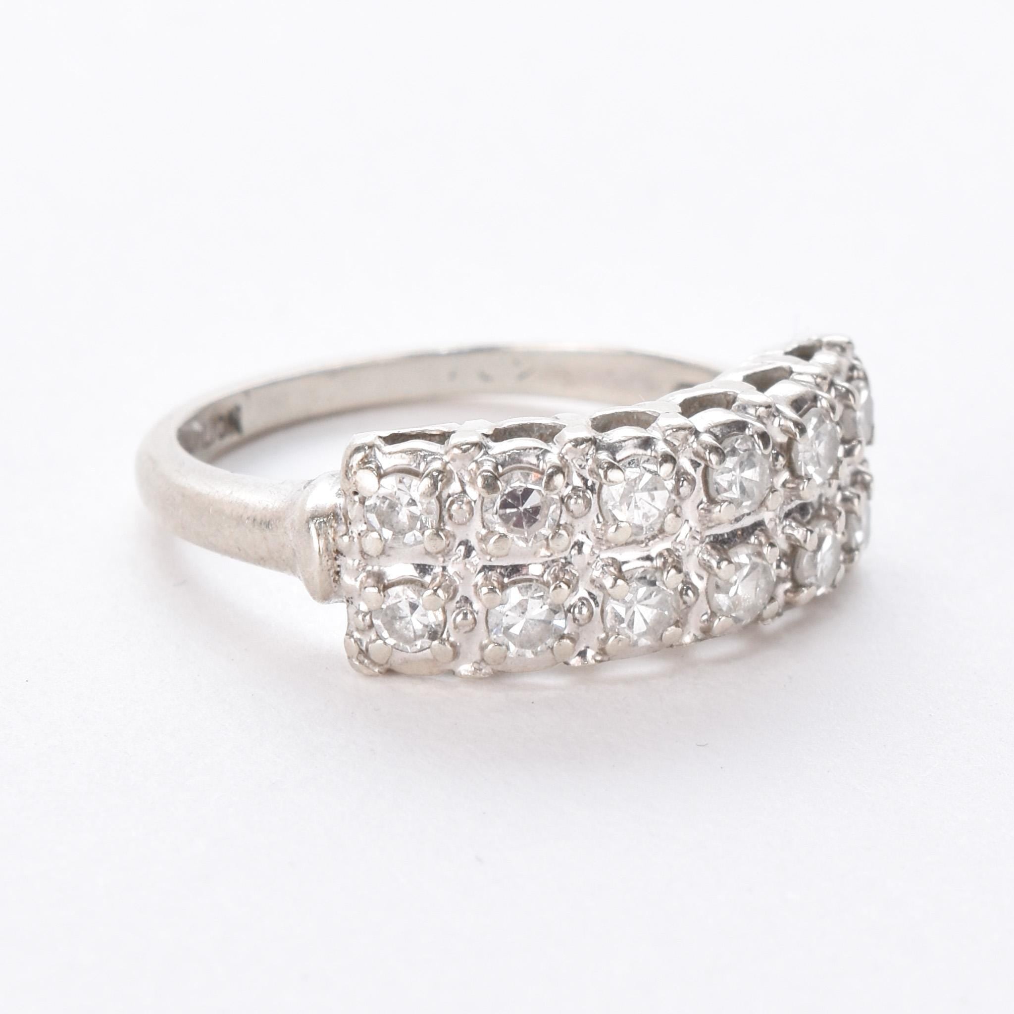 14K White Gold Two-Row Natural Diamond Band