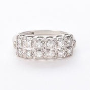 14K White Gold Two-Row Natural Diamond Band