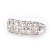 14K White Gold Two-Row Natural Diamond Band