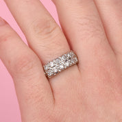 14K White Gold Two-Row Natural Diamond Band