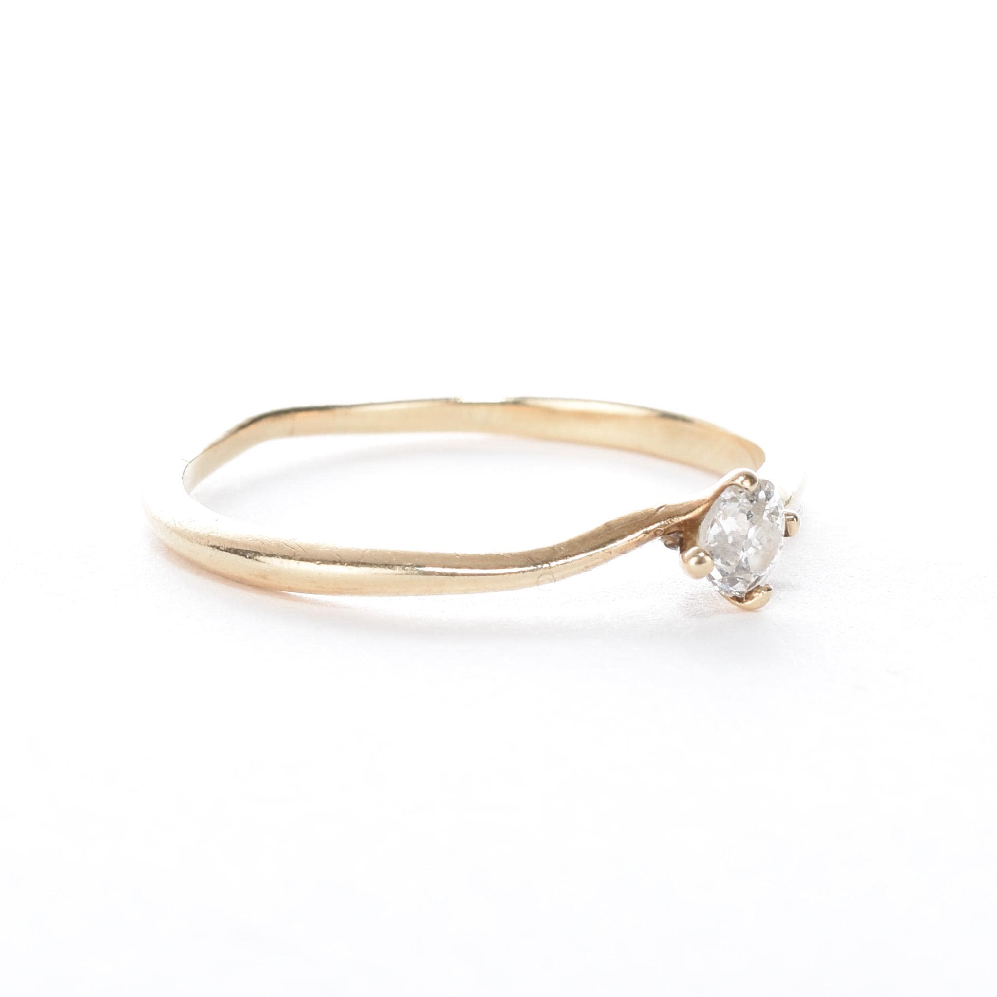 14K Gold Solitaire Natural Diamond Bypass Engagement Ring