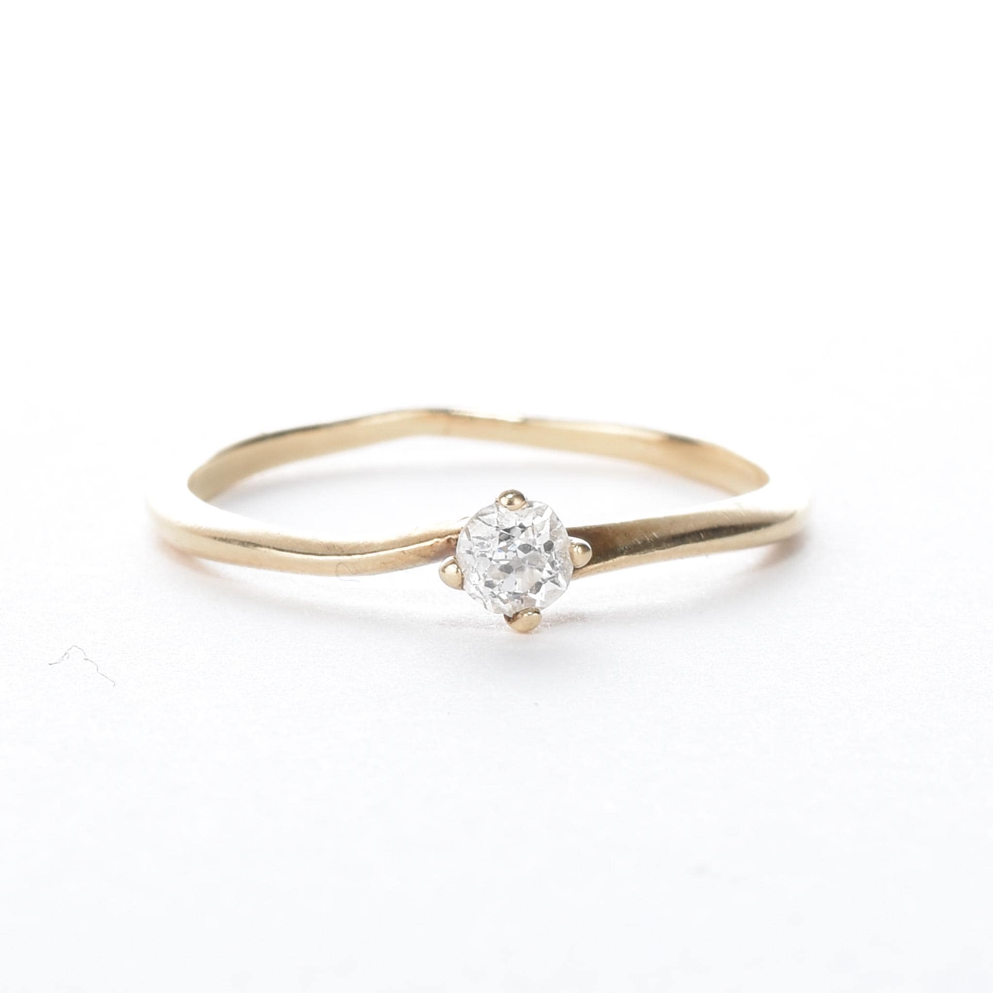 14K Gold Solitaire Natural Diamond Bypass Engagement Ring