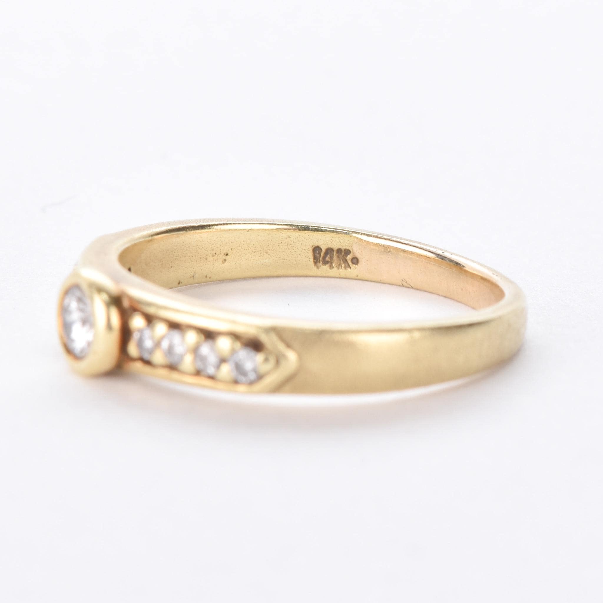 14K Gold Bezel-Set Multi-Diamond Engagement Ring