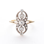 Edwardian 14K and 10K Two-Tone Gold European-Cut Diamond Ring