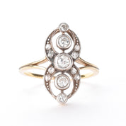 Edwardian 14K and 10K Two-Tone Gold European-Cut Diamond Ring