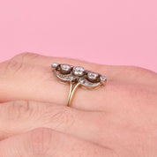 Edwardian 14K and 10K Two-Tone Gold European-Cut Diamond Ring