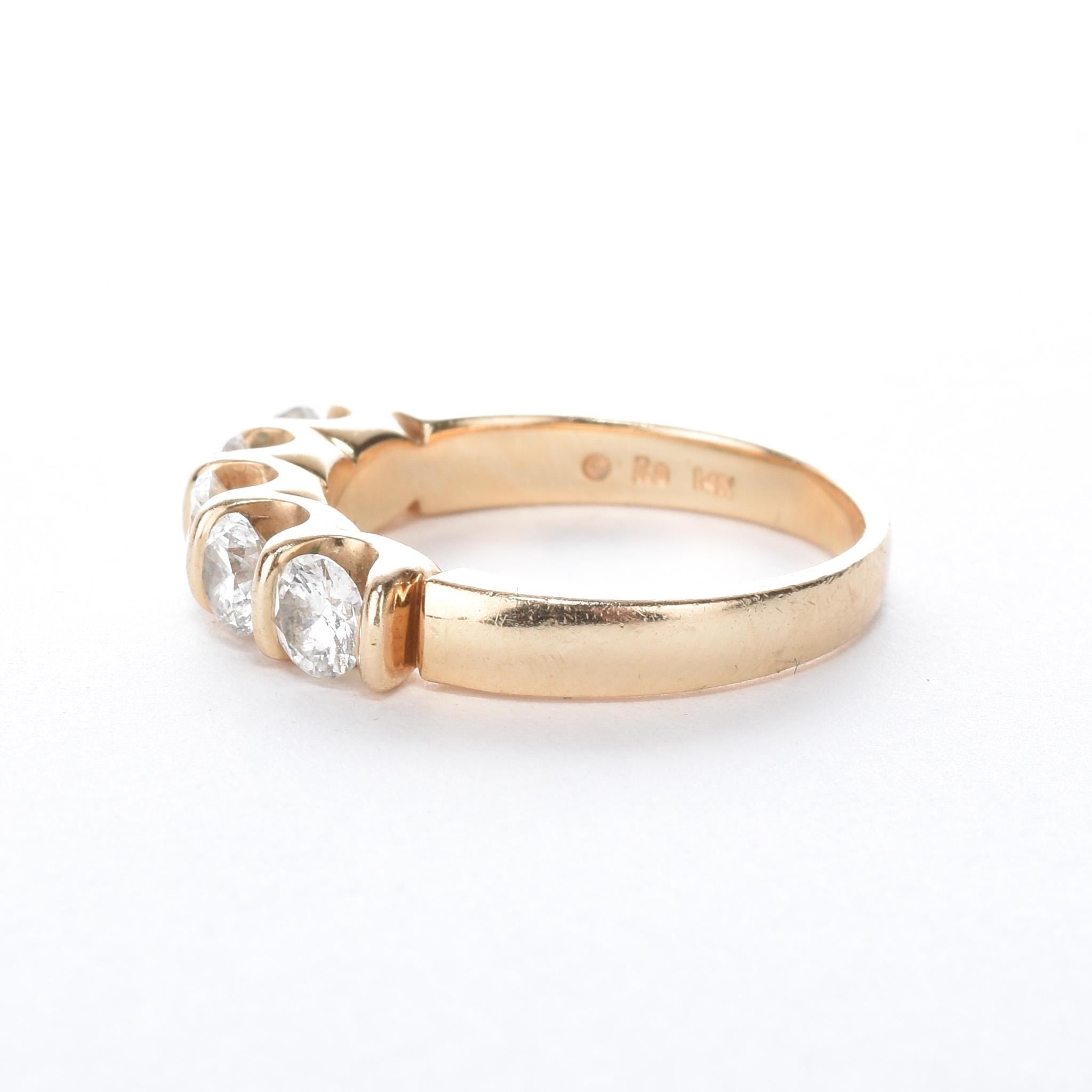 14K Gold 5 Stone Bar-Set 1.28CT Diamond Band