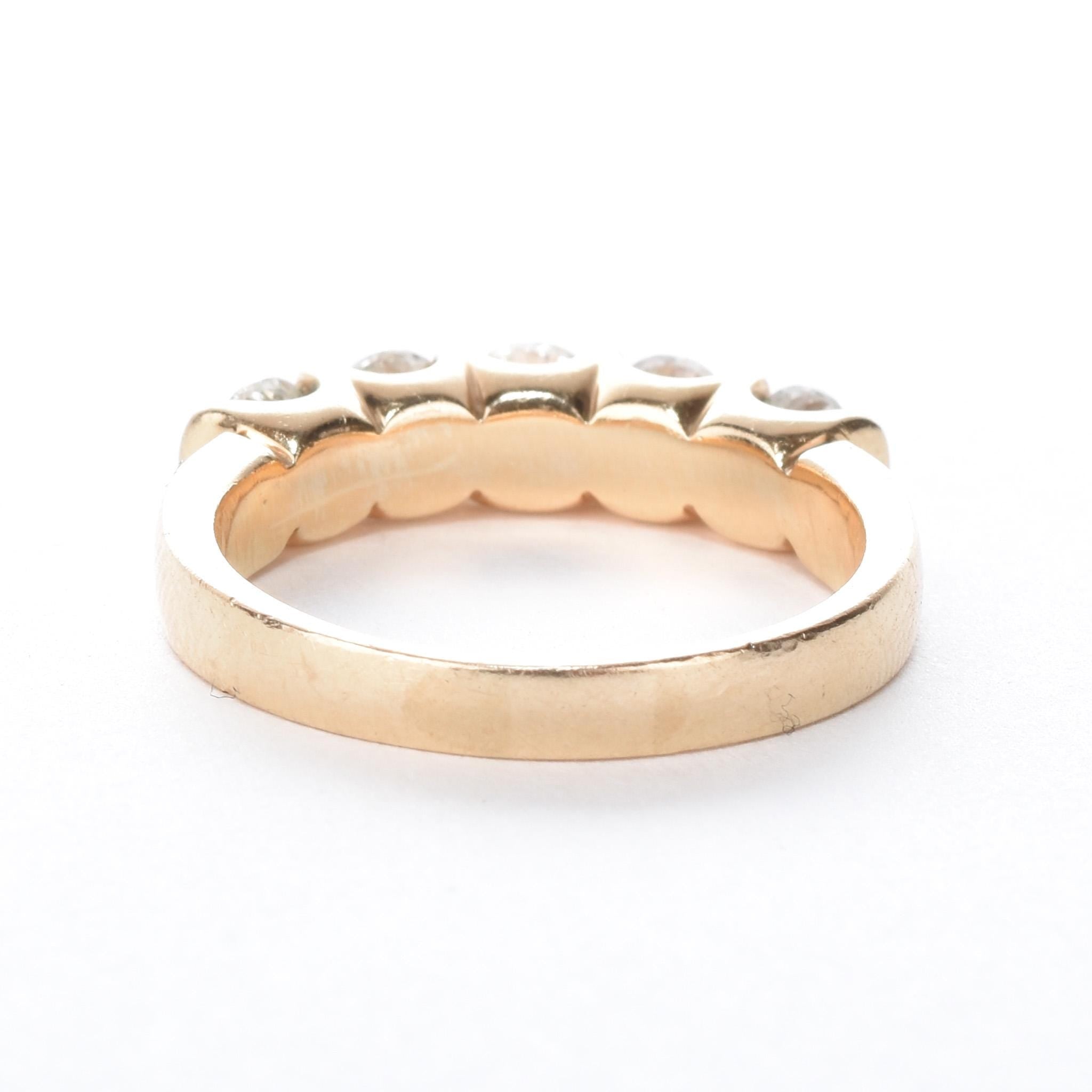 14K Gold 5 Stone Bar-Set 1.28CT Diamond Band