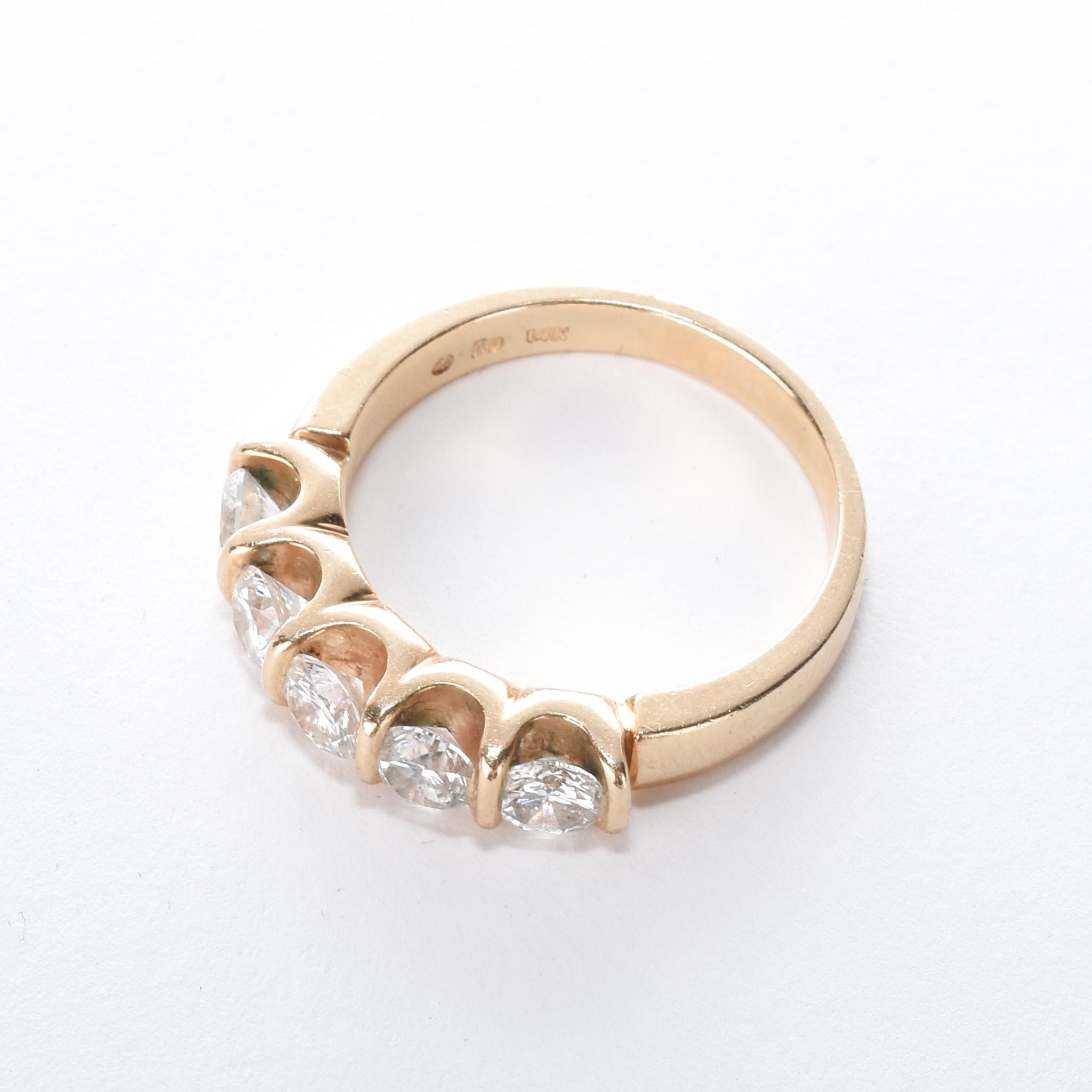 14K Gold 5 Stone Bar-Set 1.28CT Diamond Band