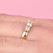 14K Gold 5 Stone Bar-Set 1.28CT Diamond Band