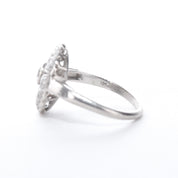 Art Deco Platinum and Diamond Halo Shield Ring