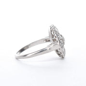 Art Deco Platinum and Diamond Halo Shield Ring