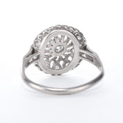 Art Deco Platinum and Diamond Halo Shield Ring