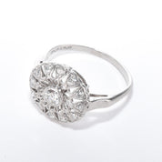 Art Deco Platinum and Diamond Halo Shield Ring