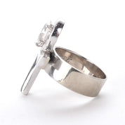 14K White Gold Ankh Ring with .70 CT Pear-Shaped Diamond