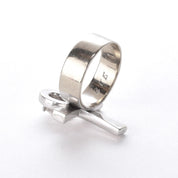 14K White Gold Ankh Ring with .70 CT Pear-Shaped Diamond